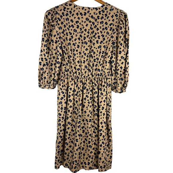 Rebecca Taylor Cheetah Print Silk Dress Size 00 NWT $395 MSRP Balloon Sleeve - Picture 4 of 12